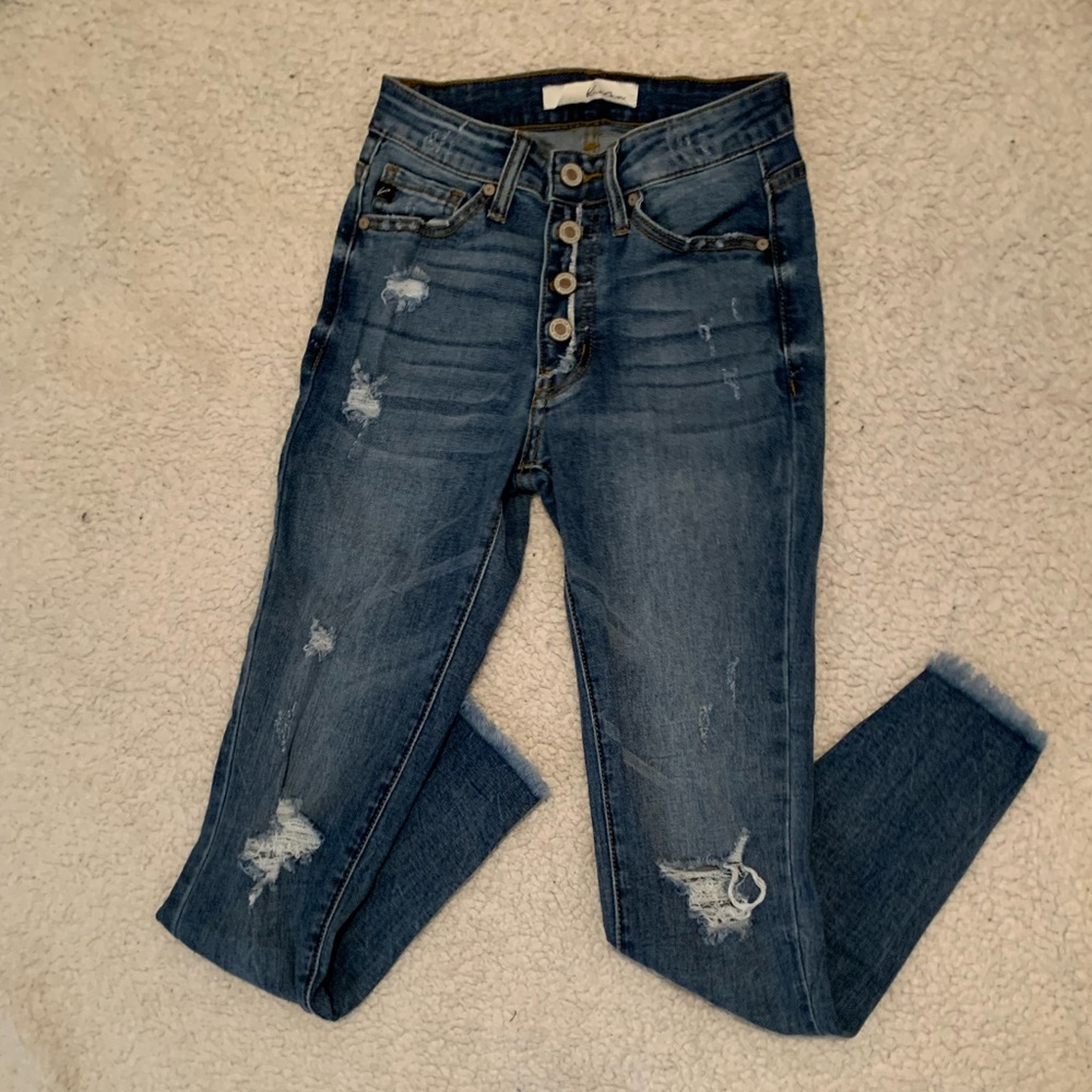 KanCan skinny ankle jeans medium wash 23 size 0 button fly